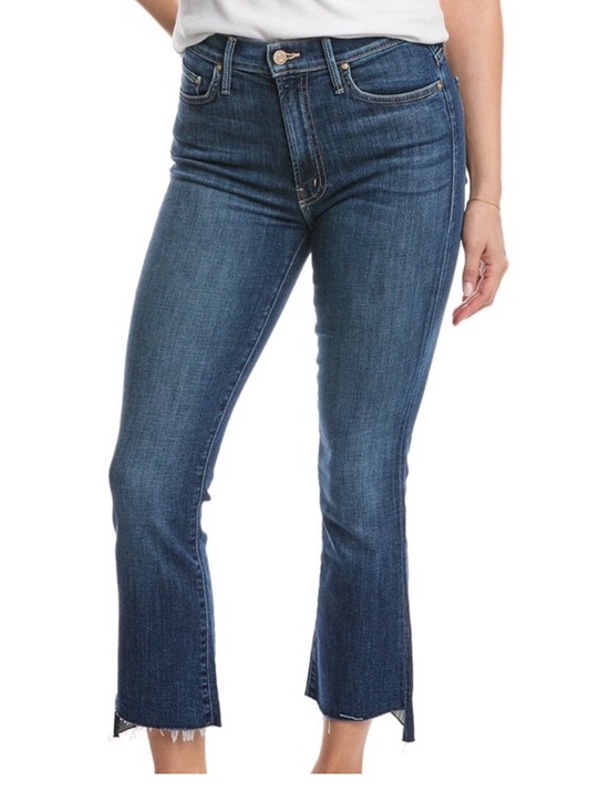 MOTHER Denim - MOTHER The Insider Crop Step Fray ~Girl Crush Dark Blue High-Rise Flare Jeans